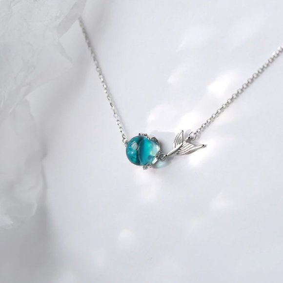 Crafted 925 Sterling Silver Ultra-light Blue Bubble Mermaid Bracelet - Picture 6 of 13